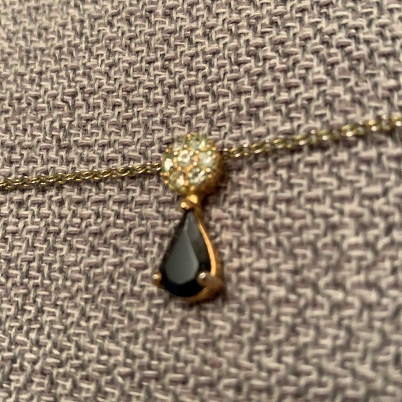 Teardrop Necklace with Faux Diamonds & Blue Stone - Picture 5 of 8